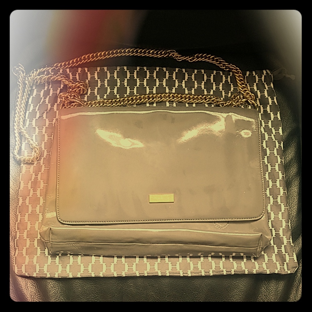 Halston Heritage Grey Patent Leather Handbag